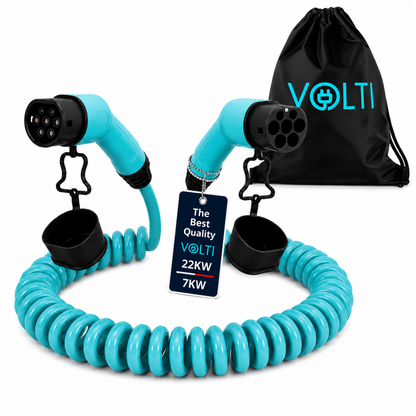 Volti Cable Elektrikli Araç Şarj Kablosu 22 kW | Type 2 | 32A Trifaze Spiral Kablolu