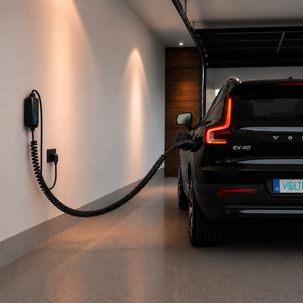 Volti Go Portatif EV Araç Şarj Cihazı 3 kW | Type 2 | 13A Monofaze Spiral Kablo