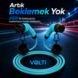 Volti Kablo Type 2 Elektrikli Araç Şarj Kablosu 22 kW | 32A | 380V Trifaze Düz Kablo